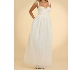 Oh Polly White Bustier Gown Sweetheart Maxi